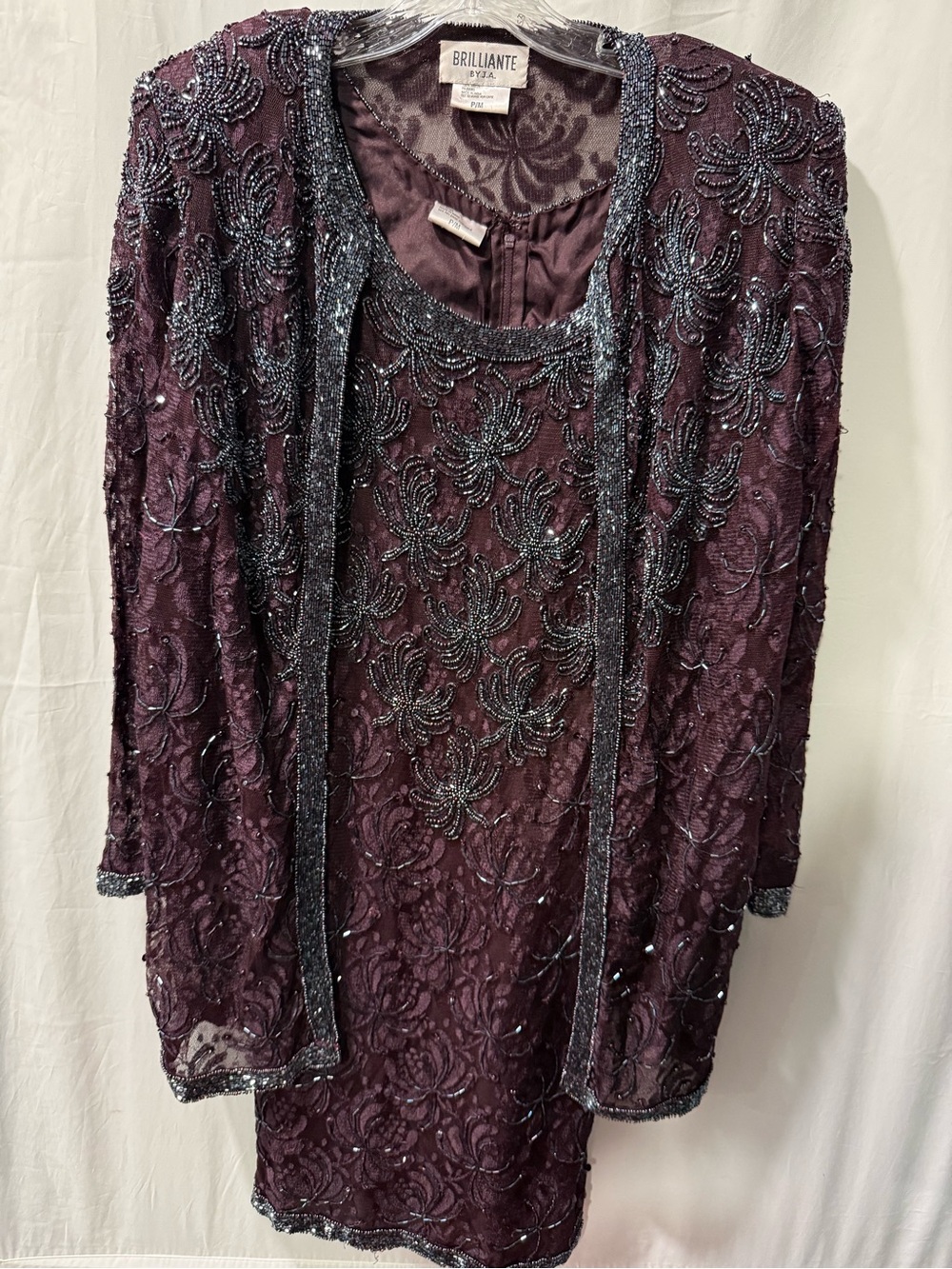 Brilliante Plum Beaded Two-Piece Dress Set